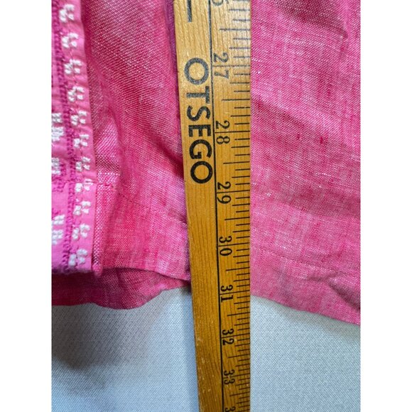 Lands' End Men's Linen Camp Collar Short Sleeve Shirt Sz XL Pink Traditional Fit - Picture 8 of 12